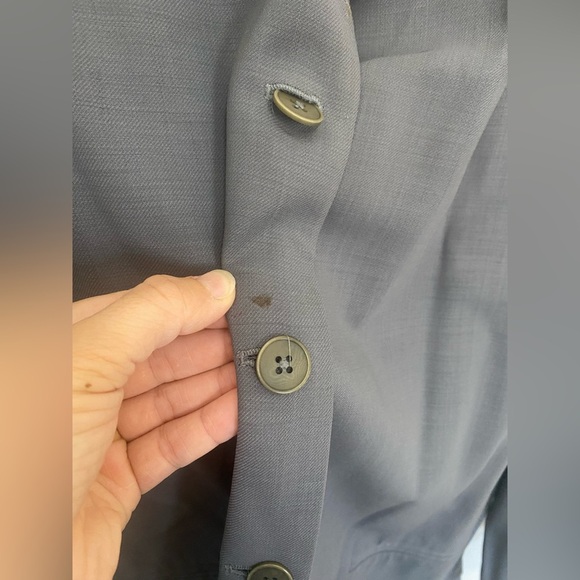 Burberry’s Gray Virgin Wool Blazer Coat Size 16 Vintage Oversized *damaged* - Picture 5 of 14